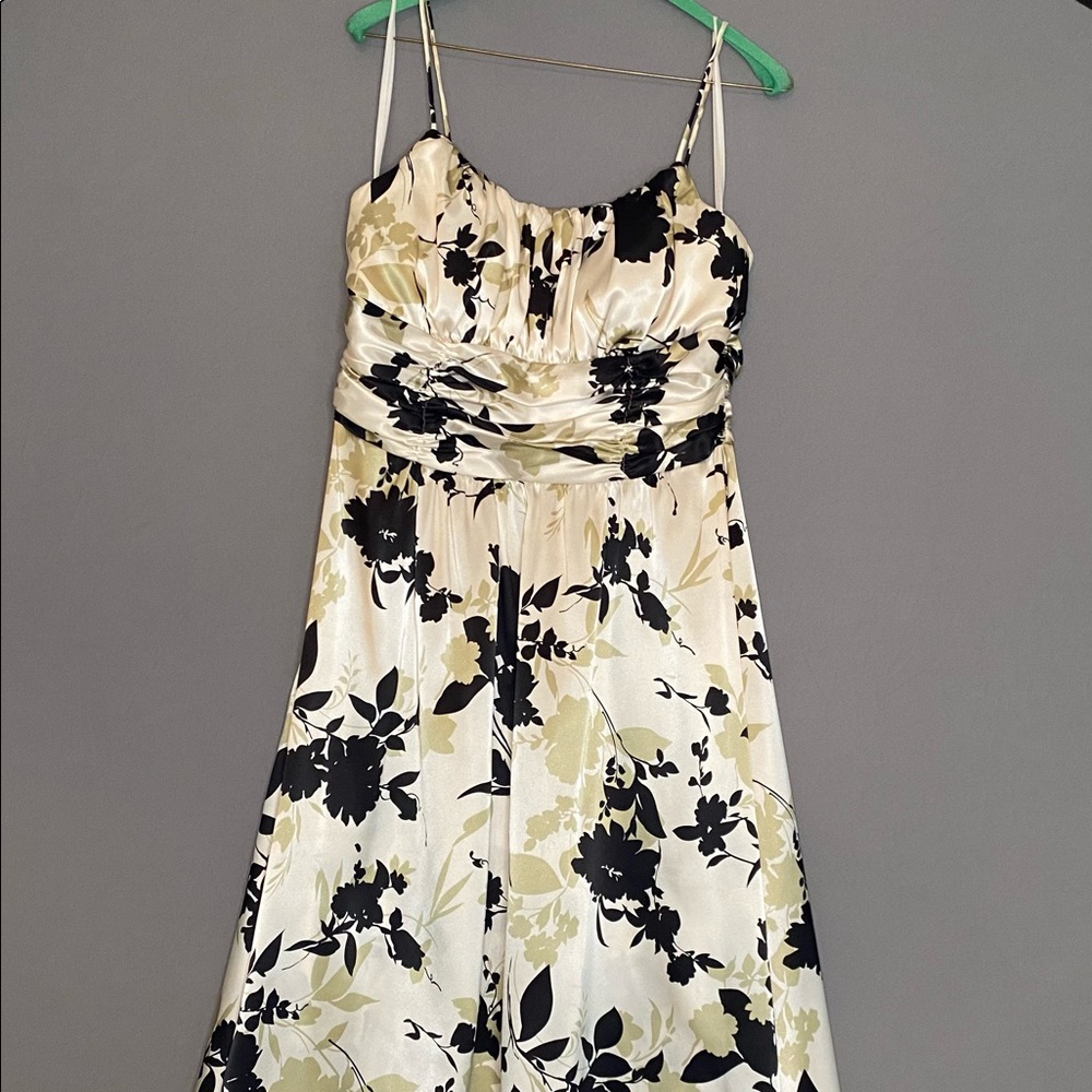 Floral silk empire waist dress